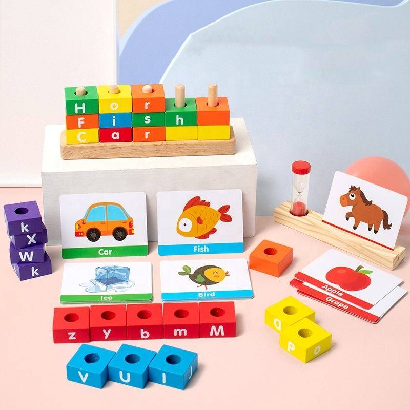Five Pillars Wooden Spelling Game